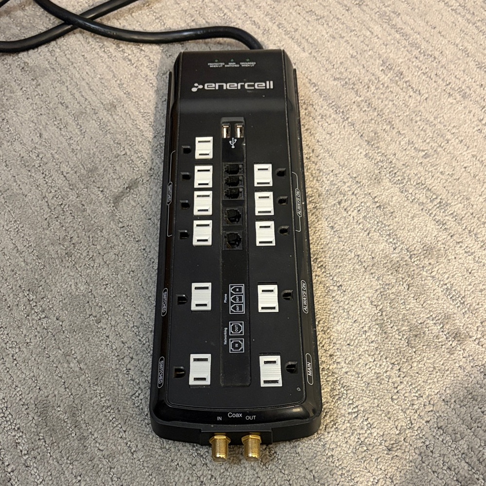 Black Surge Protector Power Strip